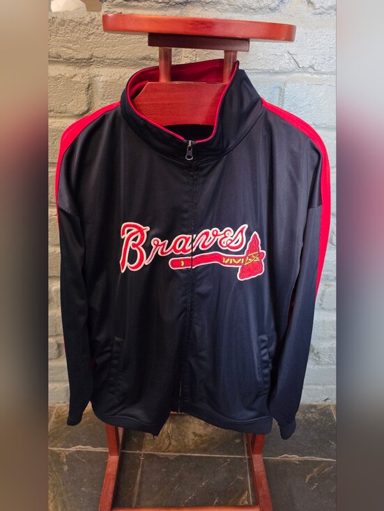 Genuine Merchandise Other - Atlanta Braves Navy Blue & Red Track Warm Up Full-Zip Jacket 3XL MLB